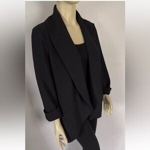 NWT $228 Wilfred Aritizia Black Crepe Relaxed Fit Open Front Crepe Blazer M